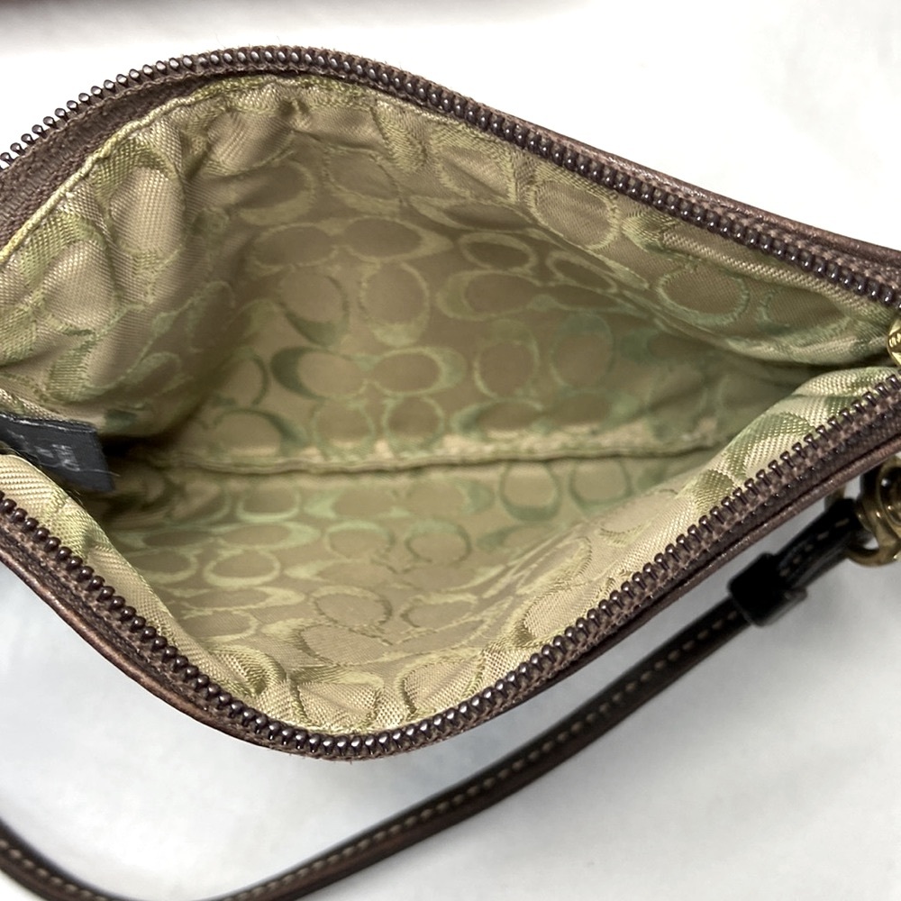 Coach 2 Scary Herringbone Hampton F40792 Wool Tweed Leather & Leather Wristlet - Picture 8 of 16